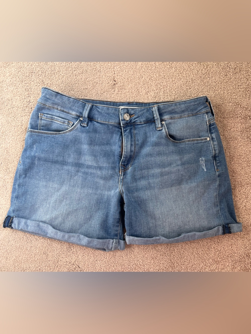 Mavi Medium Blue Denim Rolled Hem Shorts